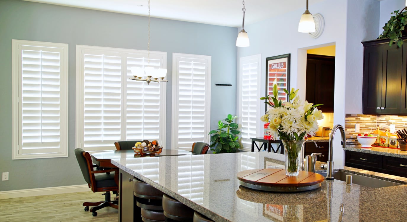 Plantation shutters in a kitchen